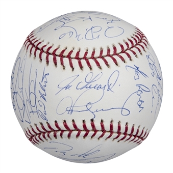 2008 New York Yankees Team  Signed OML Selig Baseball With 25 Signatures (MLB Authenticated & Steiner)